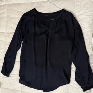Ann Taylor Navy Long-Sleeve Blouse